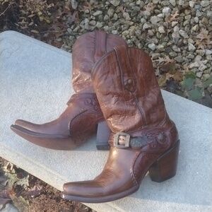 Corral Boots G1907 Saltillo Golden Brown Leather Western Fixed Harness Sz 9.5
